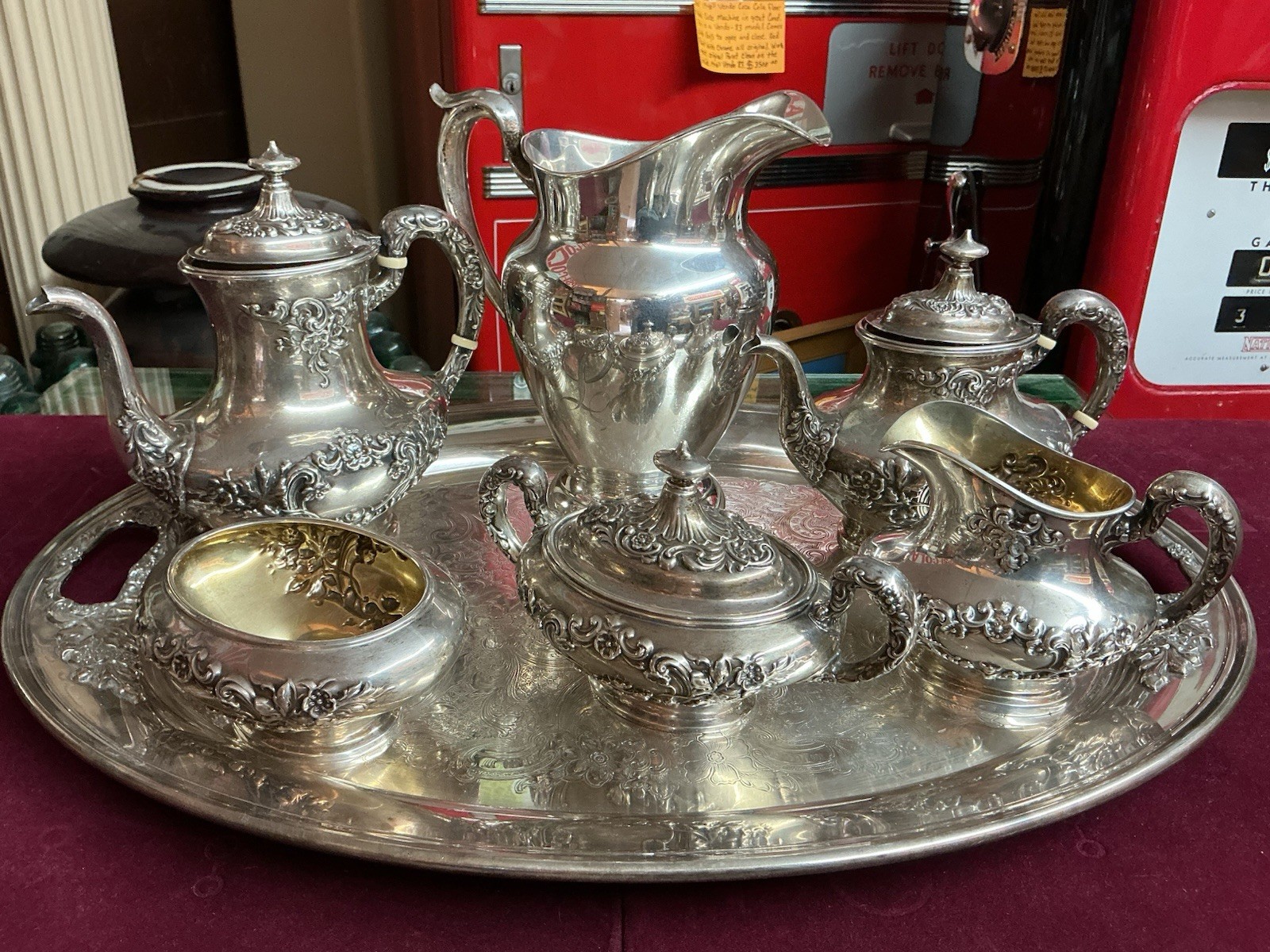 Antique Buttercup Gorham 7 Pc. Sterling Silver Coffee And Tea Set. Stunning Set