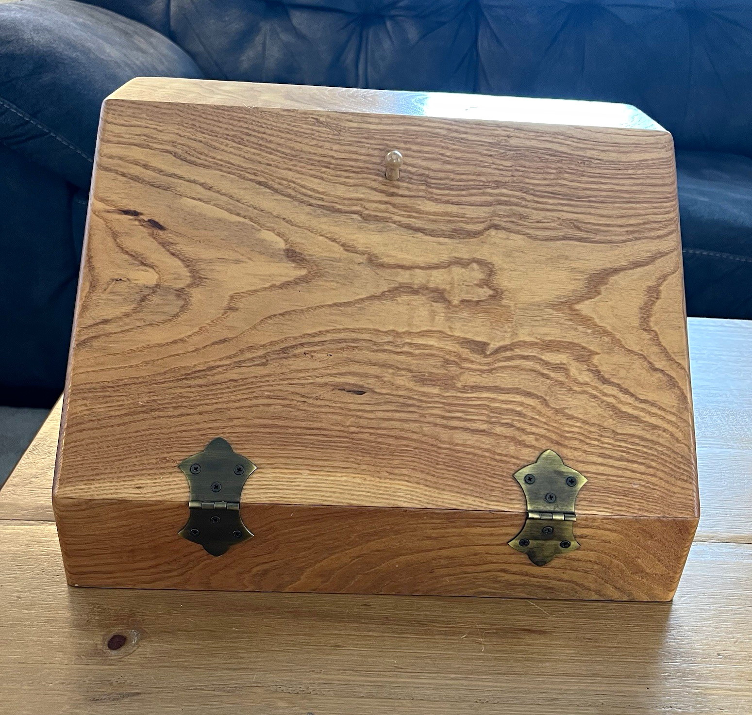 Vintage Handcrafted Oak Wood Bread Box R.L. Howsden Carpenter’s Shop Farmhouse