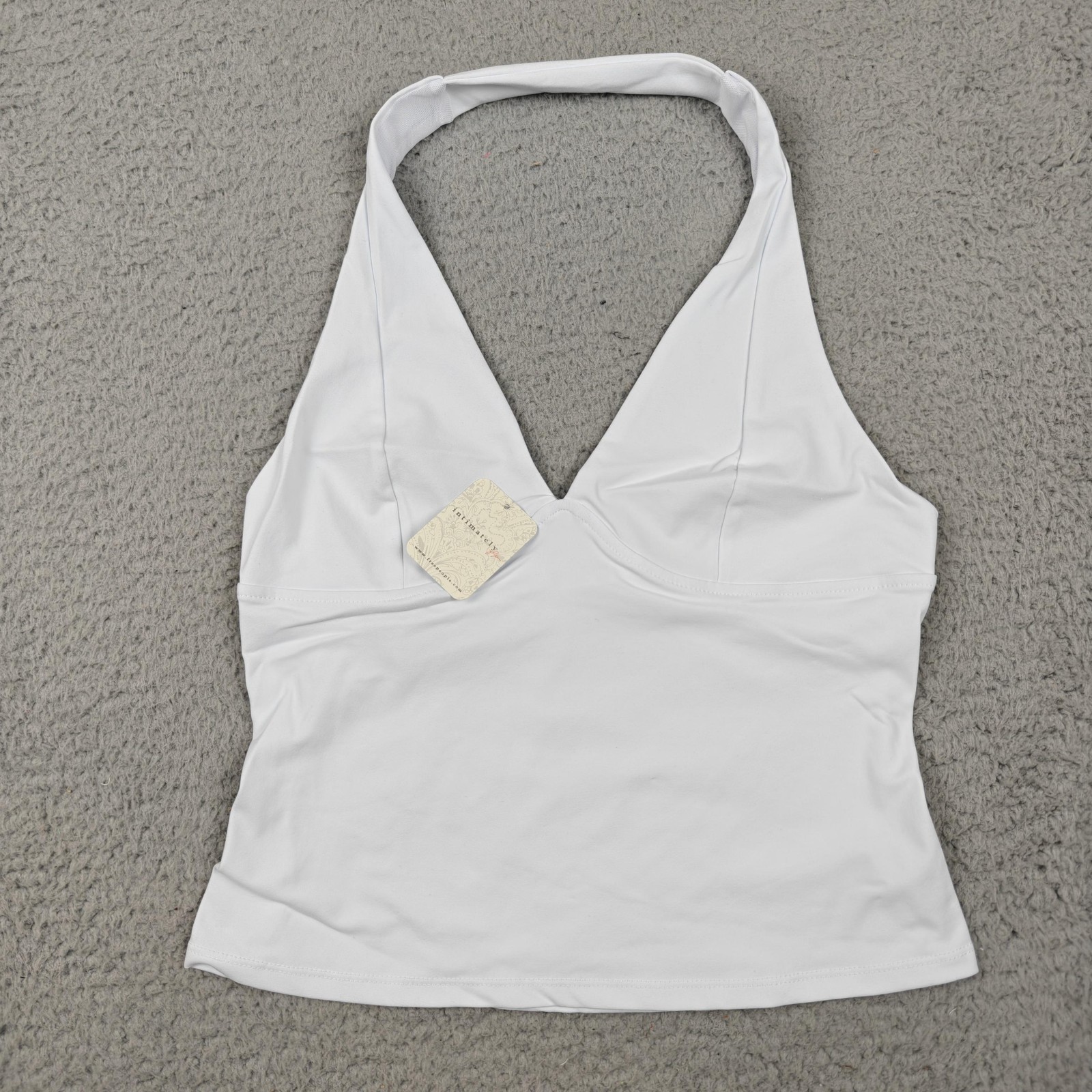 Intimately Free People Tank Top Womens M White Halter V Neck Stretch Cami New