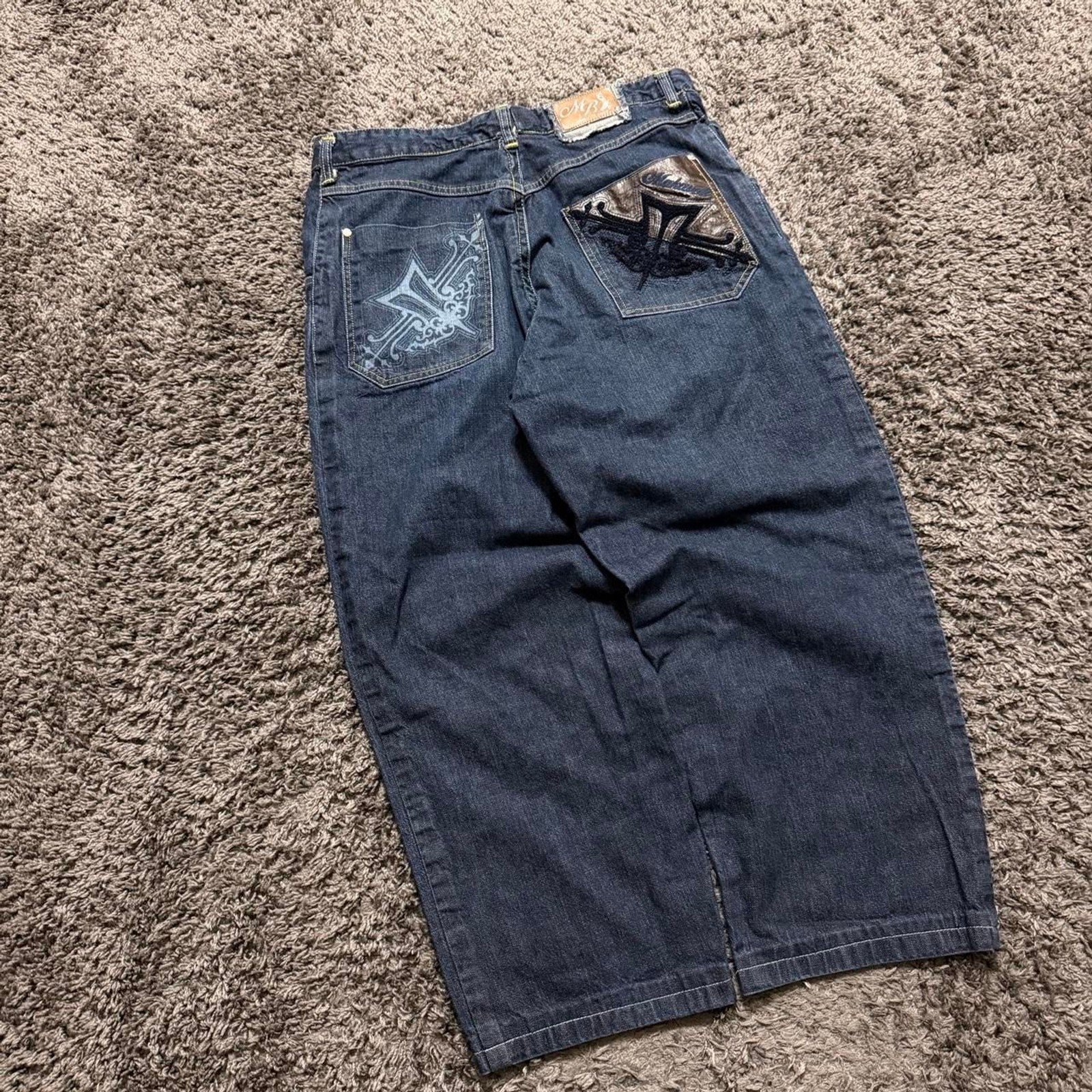 Y2K 2000’s Makaveli Branded Baggy Embroidered Denim Size 36x28