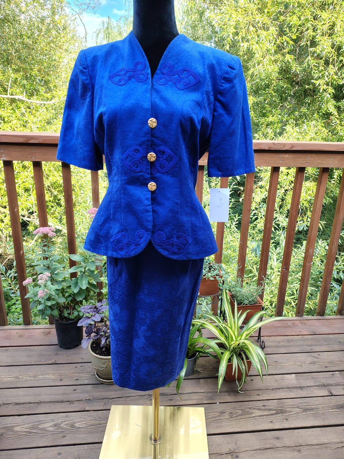 Vintage 1980s Rimini 2PC Tailored Skirt Suit, embroidery details (item A33)