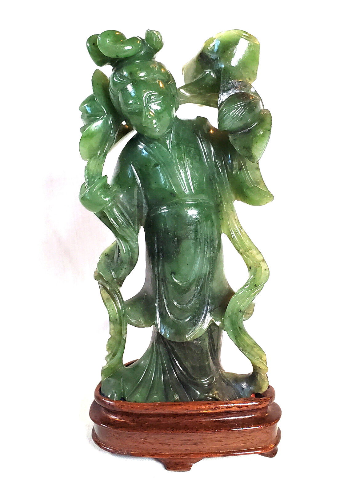Antique Spinach Jade Carved Chinese Mythological Guanyin,Goddess of Mercy 7\