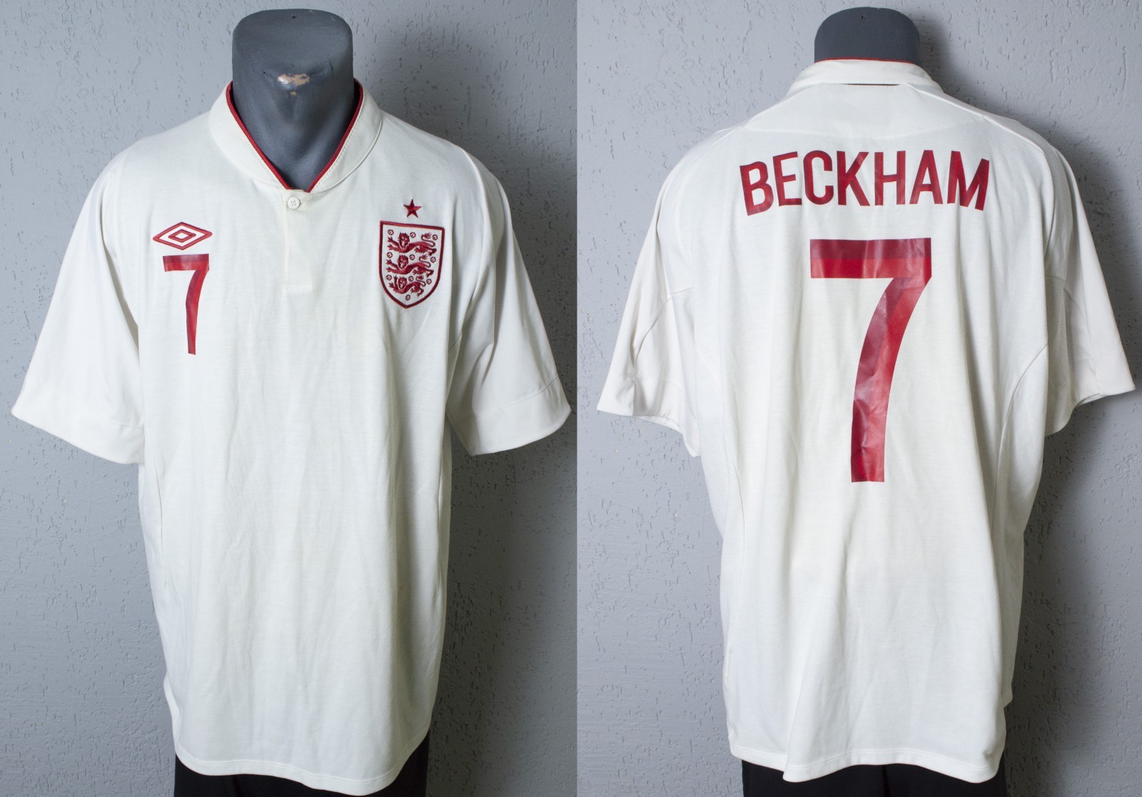 England Beckham Jersey Euro 2012 Home Football Soccer Mens Shirt Size Adult 2XL