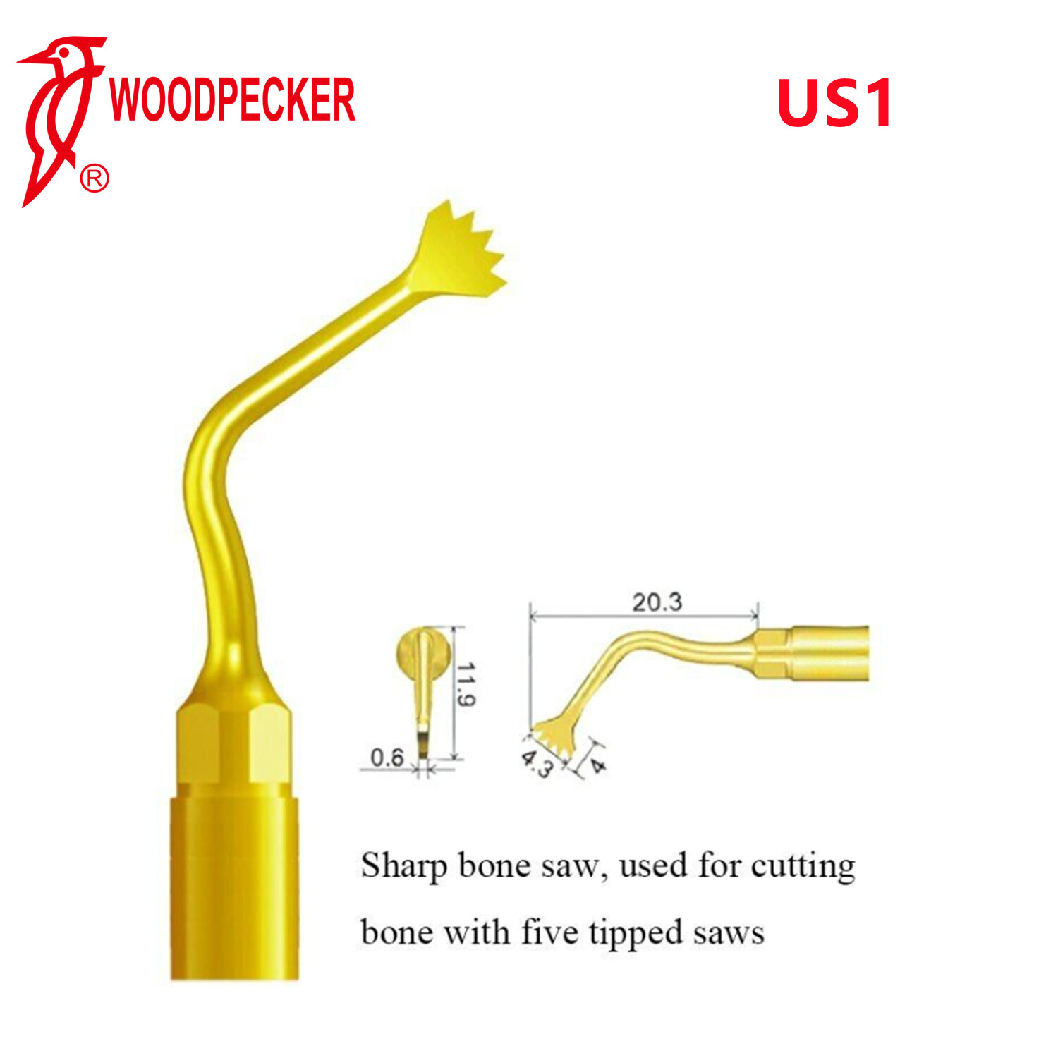 Woodpecker US-II LED Dental Piezo Bone Surgery Tips U Tips Fit NSK Handpiece