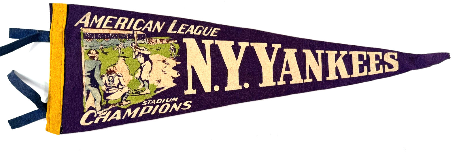 RARE 1936 UNUSUAL NY Yankees ALCS vintage baseball pennant Gehrig Dimaggio