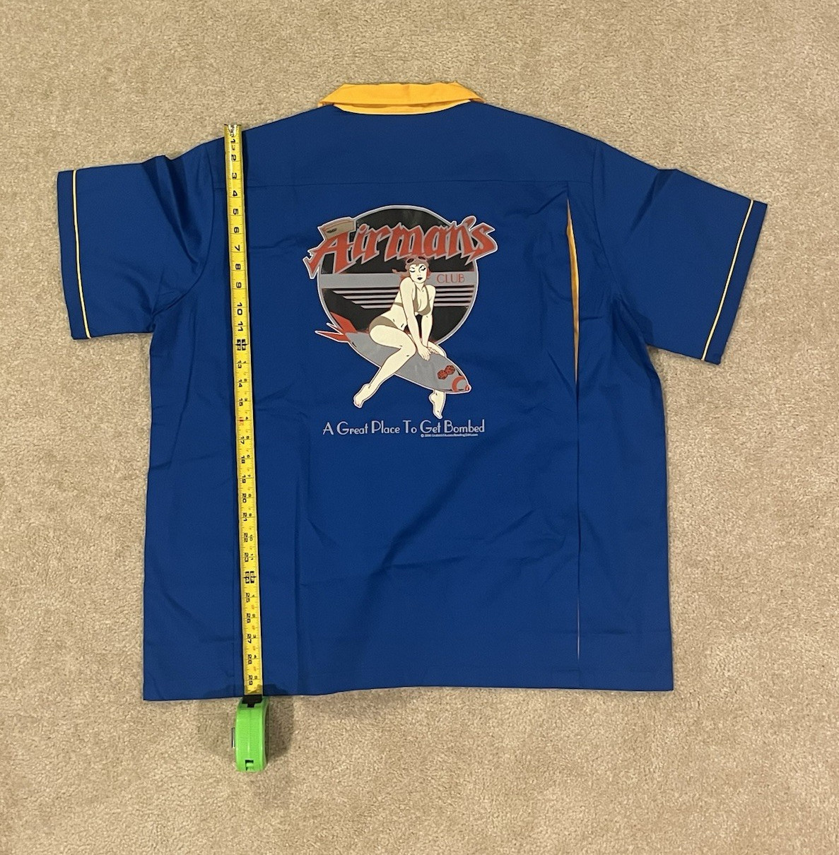 Vintage Hilton Bowling Retro Airman\'s Club Graphic Bowling Shirt, Polyester, XL