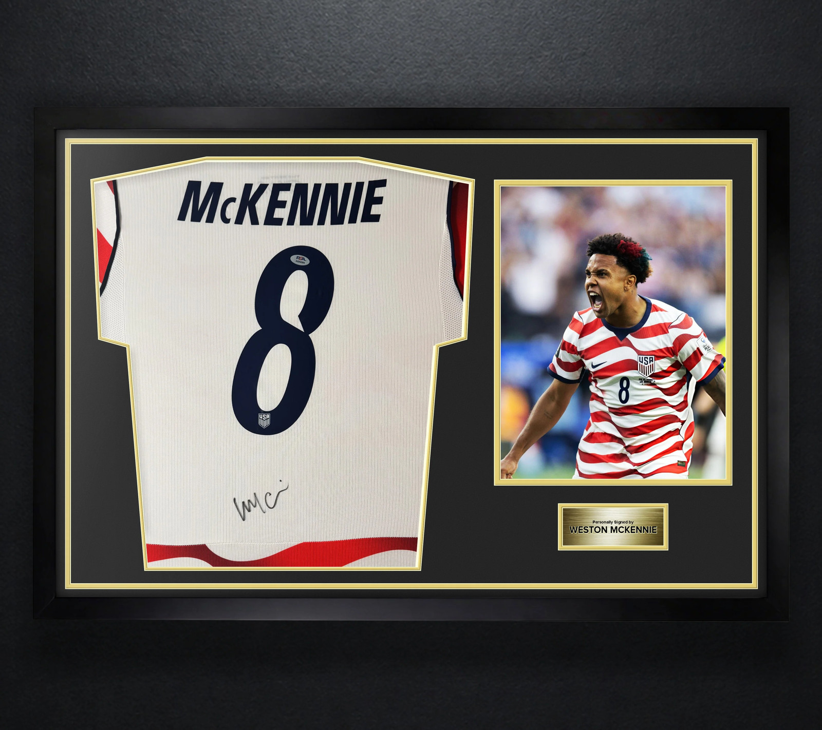 Weston McKennie Signed United States of America Nike Jersey Framed PSA COA Auto