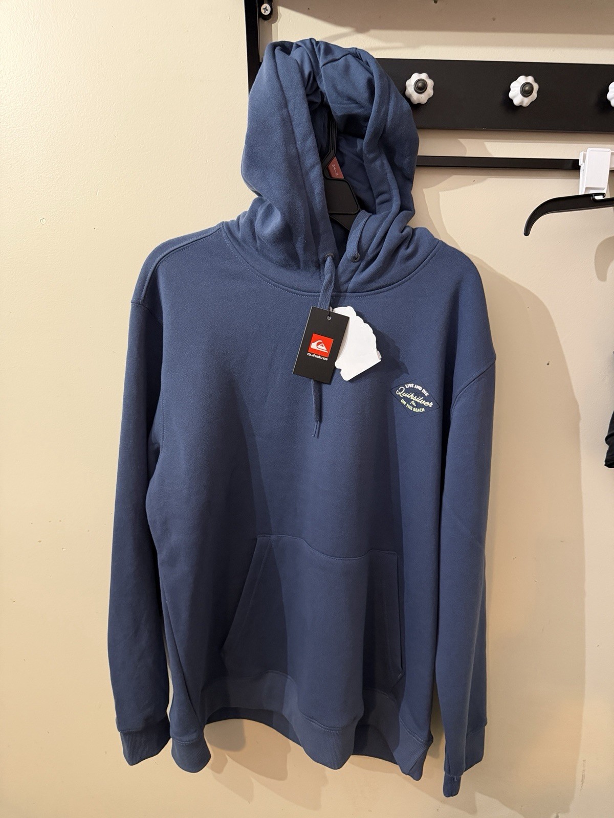 QUICKSILVER MENS HOODED SWEATER (INDIGO BLUE ) SIZE-XL.LONG SLEEVE. FRONT POCKET