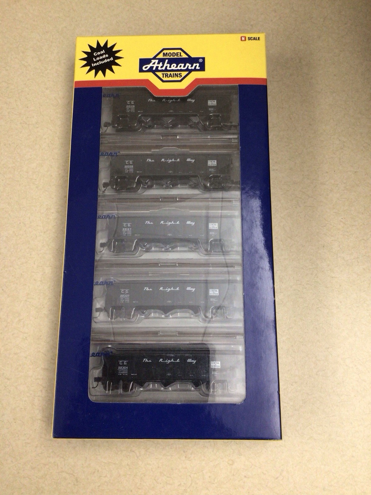 Athearn N Scale 40’ Rib Side 3 Bay Hopper Central of Georgia 5 pack. Set 1 Athearn N Scale 40’ Rib Side 3 Bay Hopper Central of Georgia 5 pack. Set 1