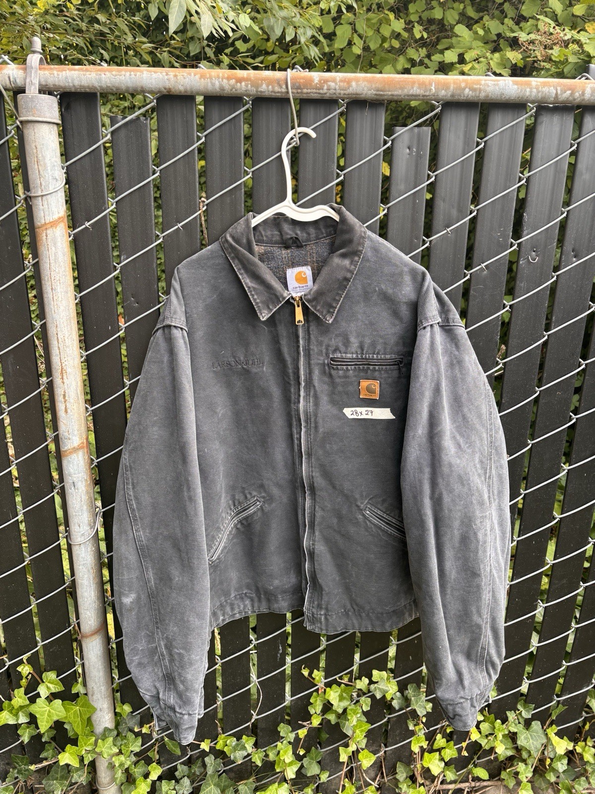 Carhartt Men’s Gray Lined Full Zip Work Jacket Size 2XL Regular Embroidered