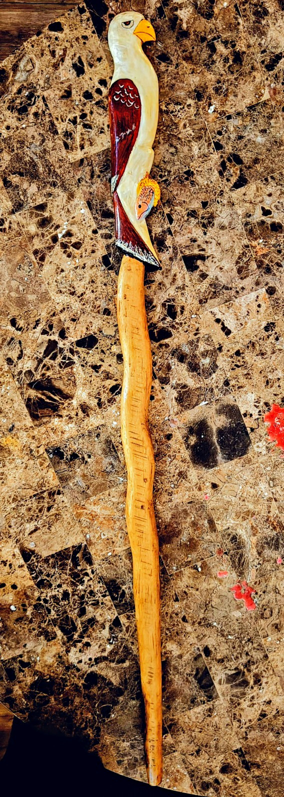 Vintage Hand Made Wood Hiking Staff Walking Stick Cane with Eagle Carved Handle Vintage Hand Made Wood Hiking Staff Walking Stick Cane with Eagle Carved Handle