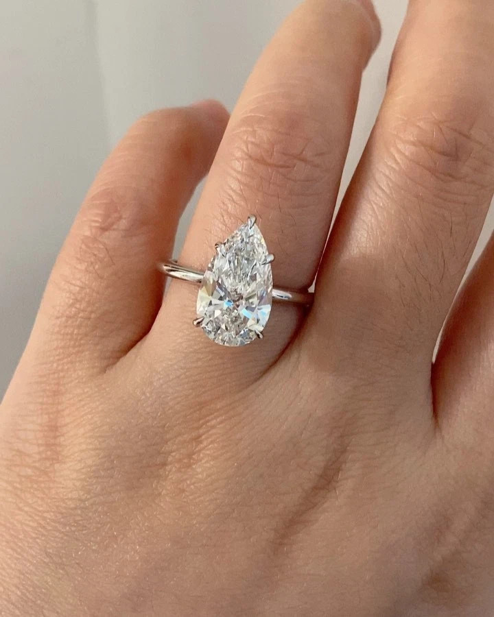 4.00 Ct Pear Cut Lab Grown Diamond Proposal Real Ring in Solid 950 Platinum