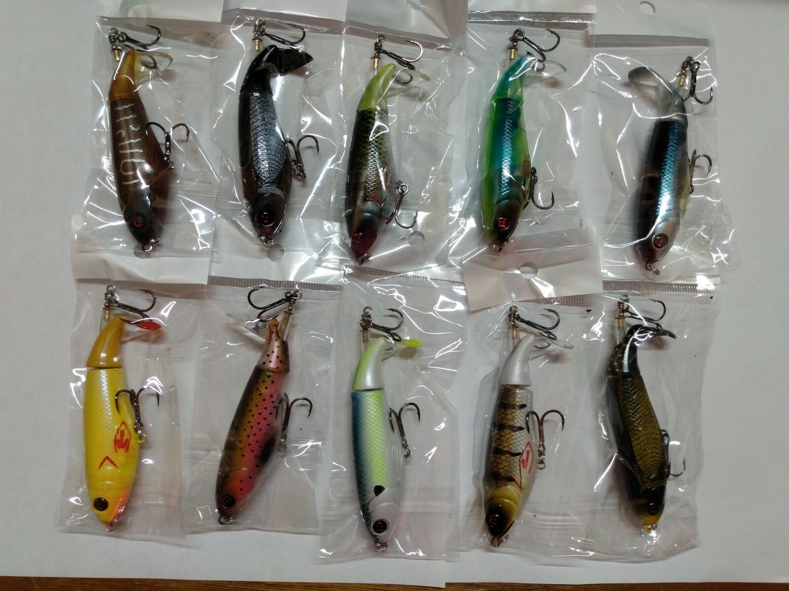 Whopper Popper 90 style 105mm 17g Topwater Popper Fishing Lure-Lot of 10 colors