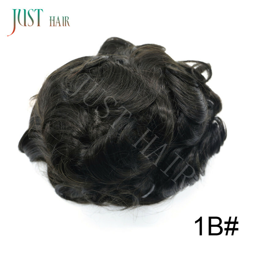 French Lace Front Mens Toupee Poly Skin Hairpieces Human Hair Replacement System