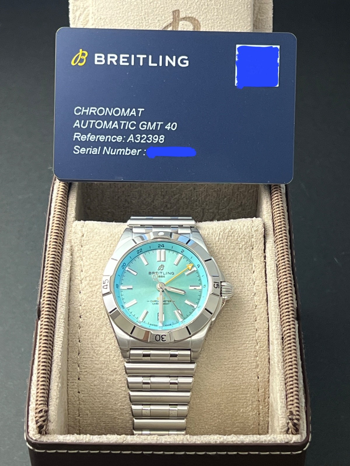 Breitling Chronomat GMT 40 turquoise Limited Edition A32398A21L1A1 New In box