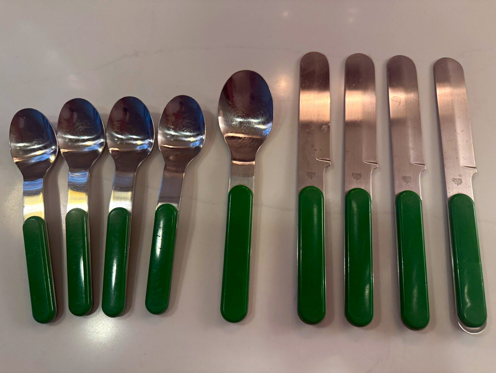Vintage Dansk Summerhouse Green Flatware 9 Pc Gunnar Cyren GC Japan MCM Vintage Dansk Summerhouse Green Flatware 9 Pc Gunnar Cyren GC Japan MCM