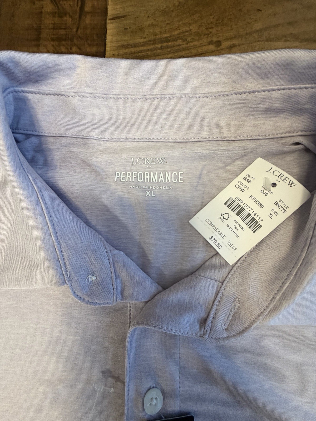 J. Crew Men’s Performance Polo XL Gray Short Sleeve Golf Activewear NWT F18