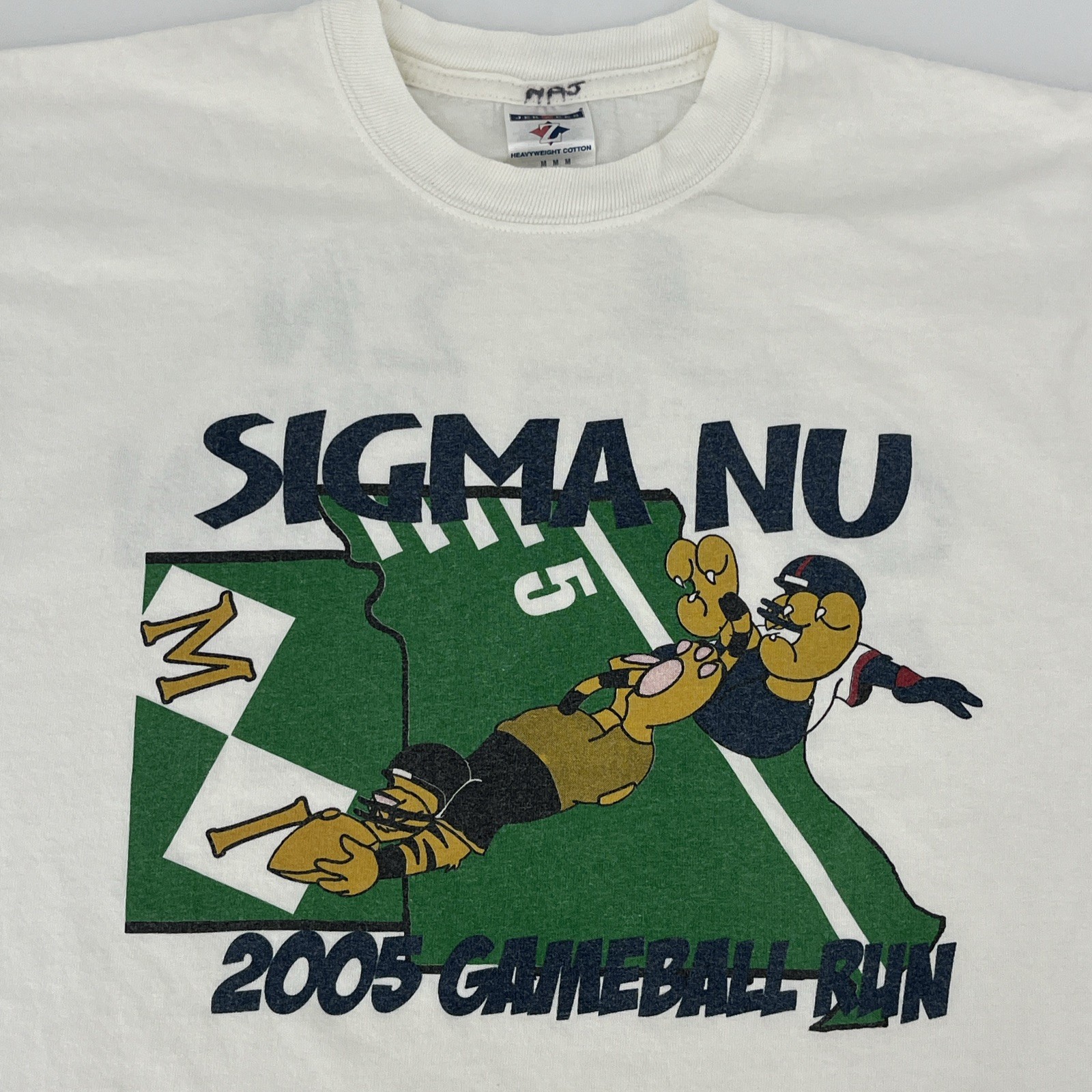 VTG Sigma Nu T-Shirt 2005 Gameball Run - Mens Medium Tee Mizzou Kansas Football