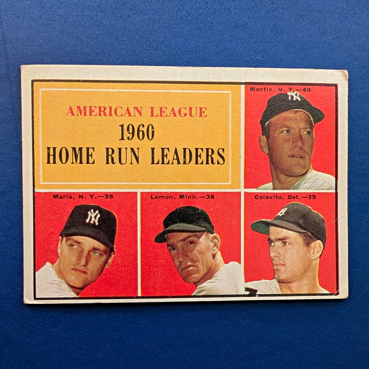 1961 Topps - Mickey Mantle/Roger Maris #44 Home Run Leaders - VG+ 1961 Topps - Mickey Mantle/Roger Maris #44 Home Run Leaders - VG+