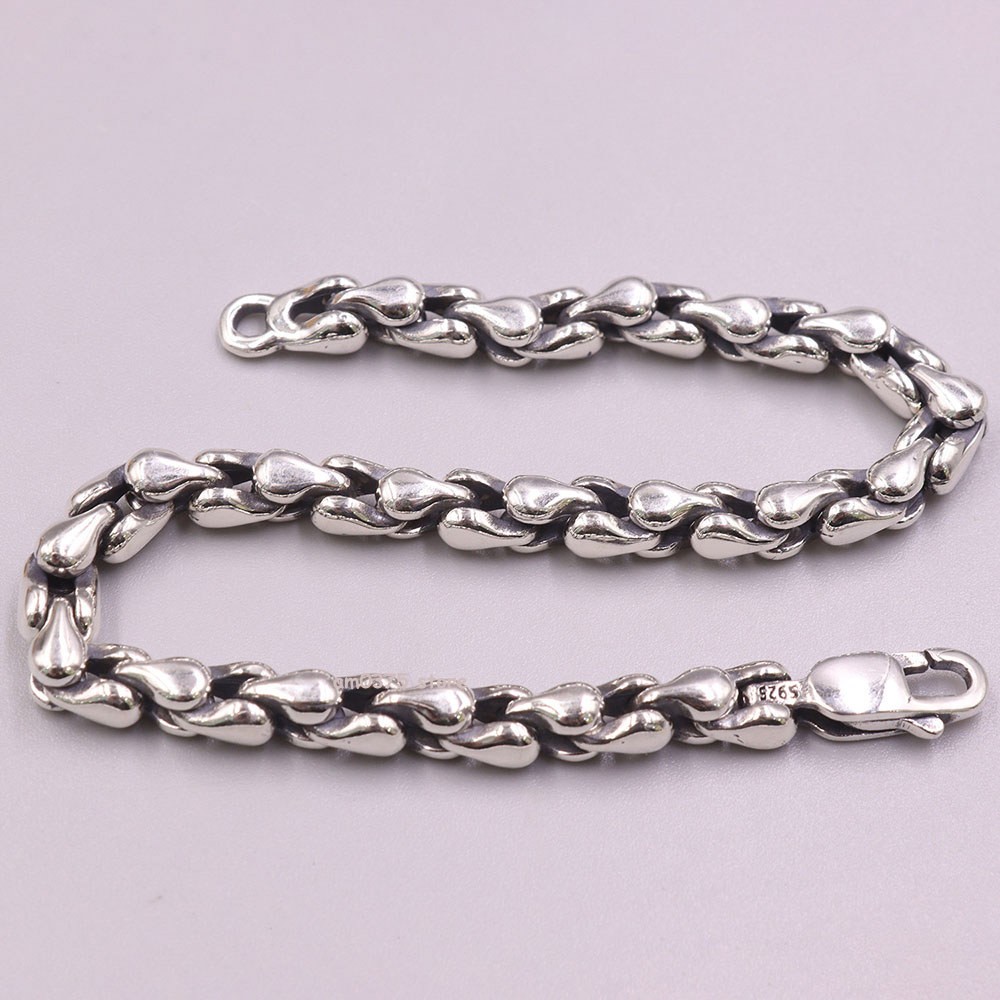 Real S925 Sterling Silver Women Man\'s 5mm Phoenix Tails Bracelet Link 7.5inchL