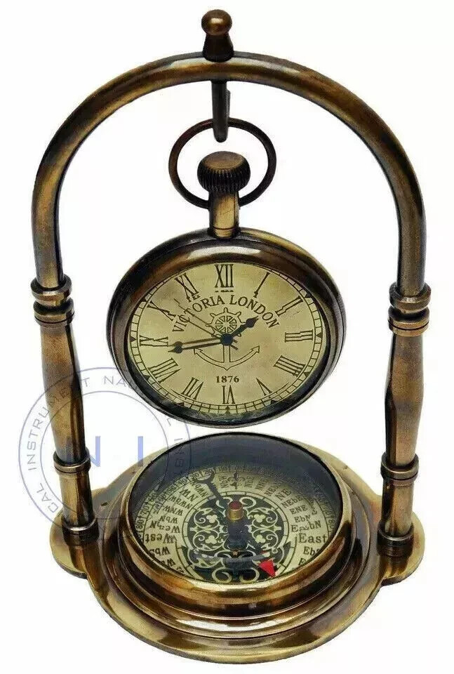 Nautical Glorious Vintage Brass Desk Table Antique Brass Clock Gift Women's