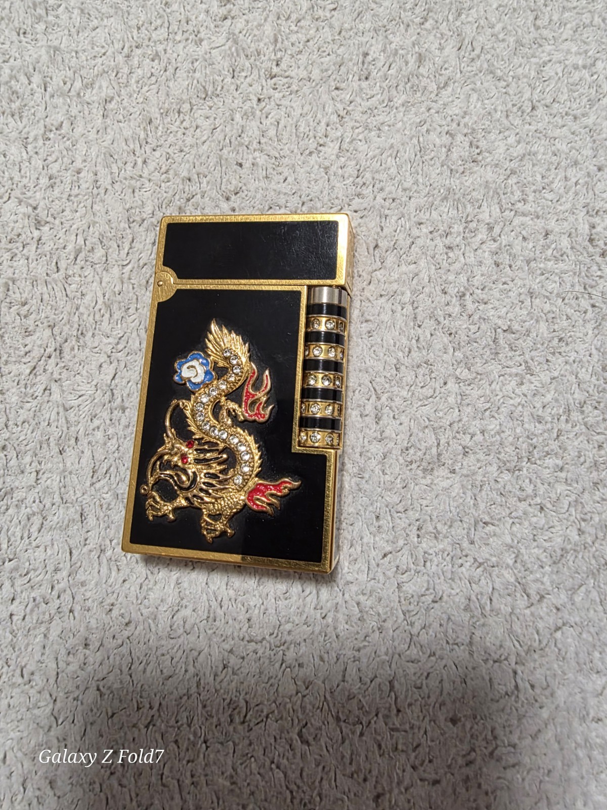 Dupont Paris Made in France Gold Tone Black Dragon Design Collectible Lighter