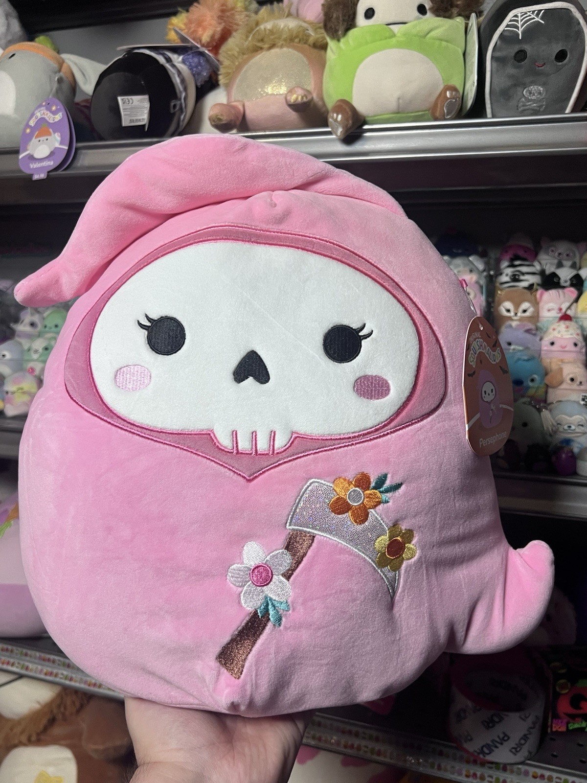 12” Squishmallows Persephone Grim Reaper Pink floral NWT NEW RELEASE