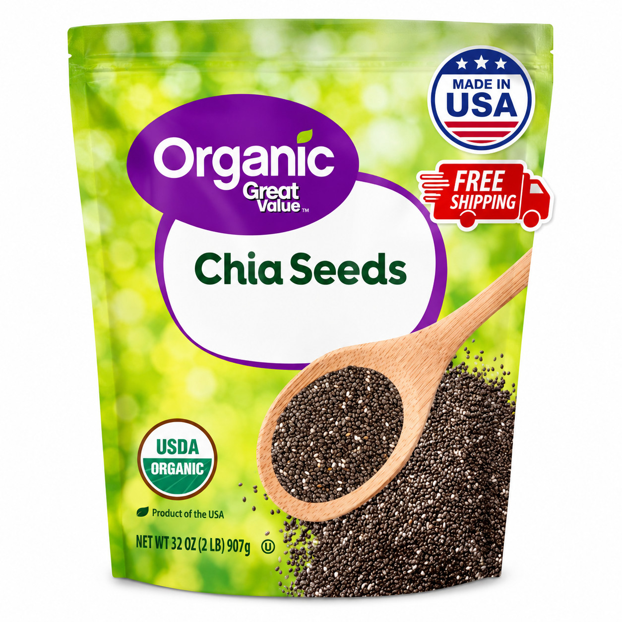 Great Value Organic Chia Seeds, 32 oz