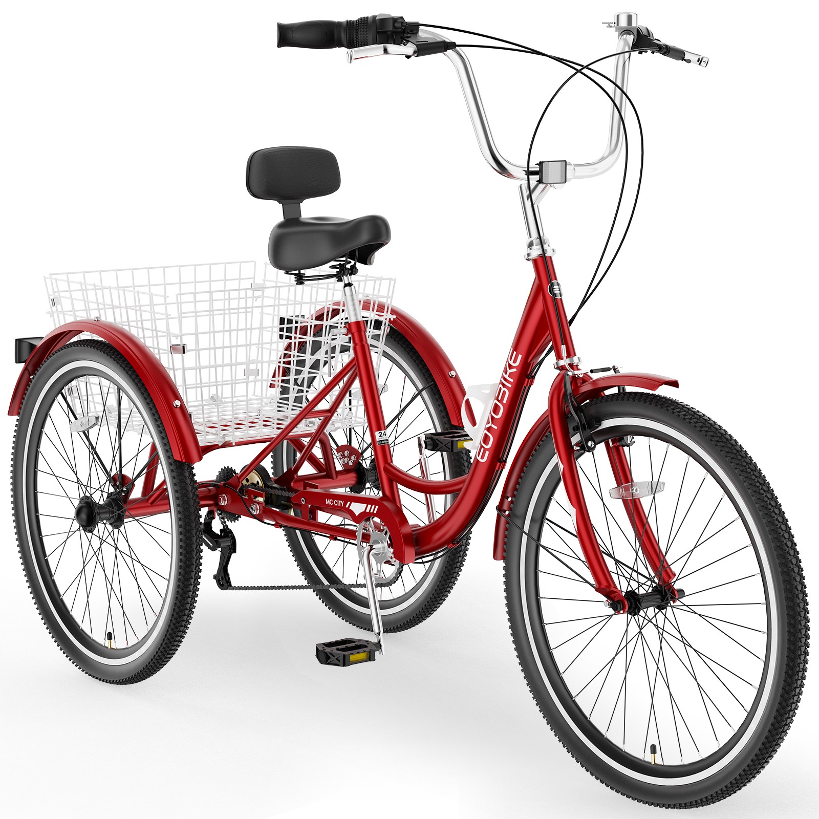 EOYOBIKE  Adult Tricycle 7-Speed with Basket,350LBS Campus Commuter Student Bike