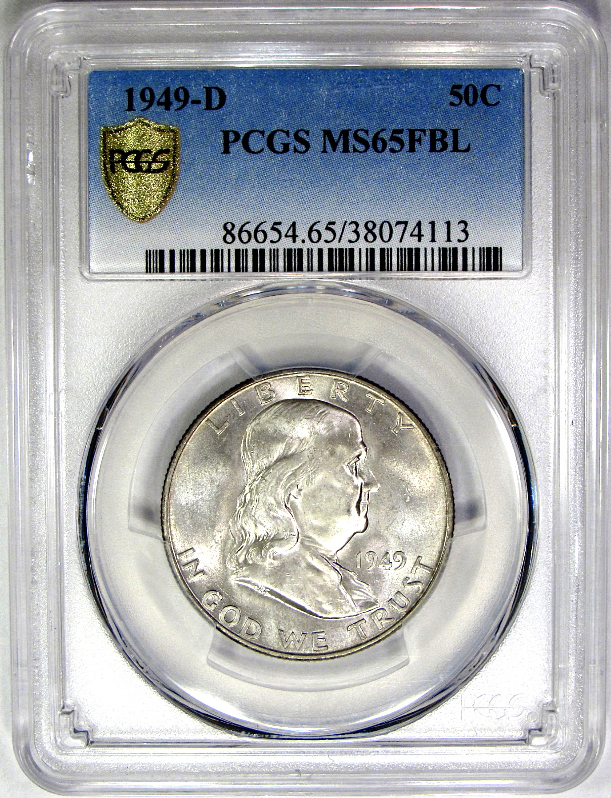 1949-D 50C PCGS MS65FBL FRANKLIN ~ BEAUTIFUL ORIGINAL KEY DATE GEM