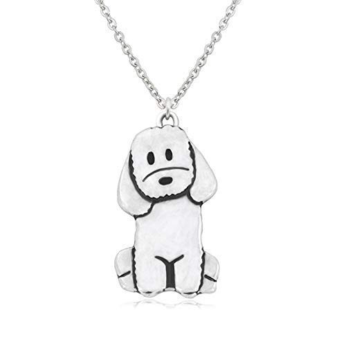 Goldendoodle Labradoodle Charm Necklace, Golden Lover Gift, Silver Metal Dog Pen