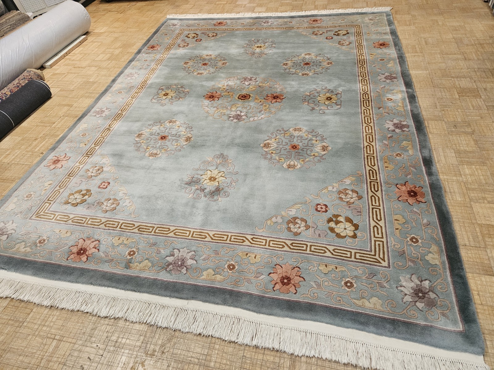 9x12 CHINESE RUG VINTAGE AUBUSSON PEKING DECO AUTHENTIC 100% WOOL ORIENTAL RUG