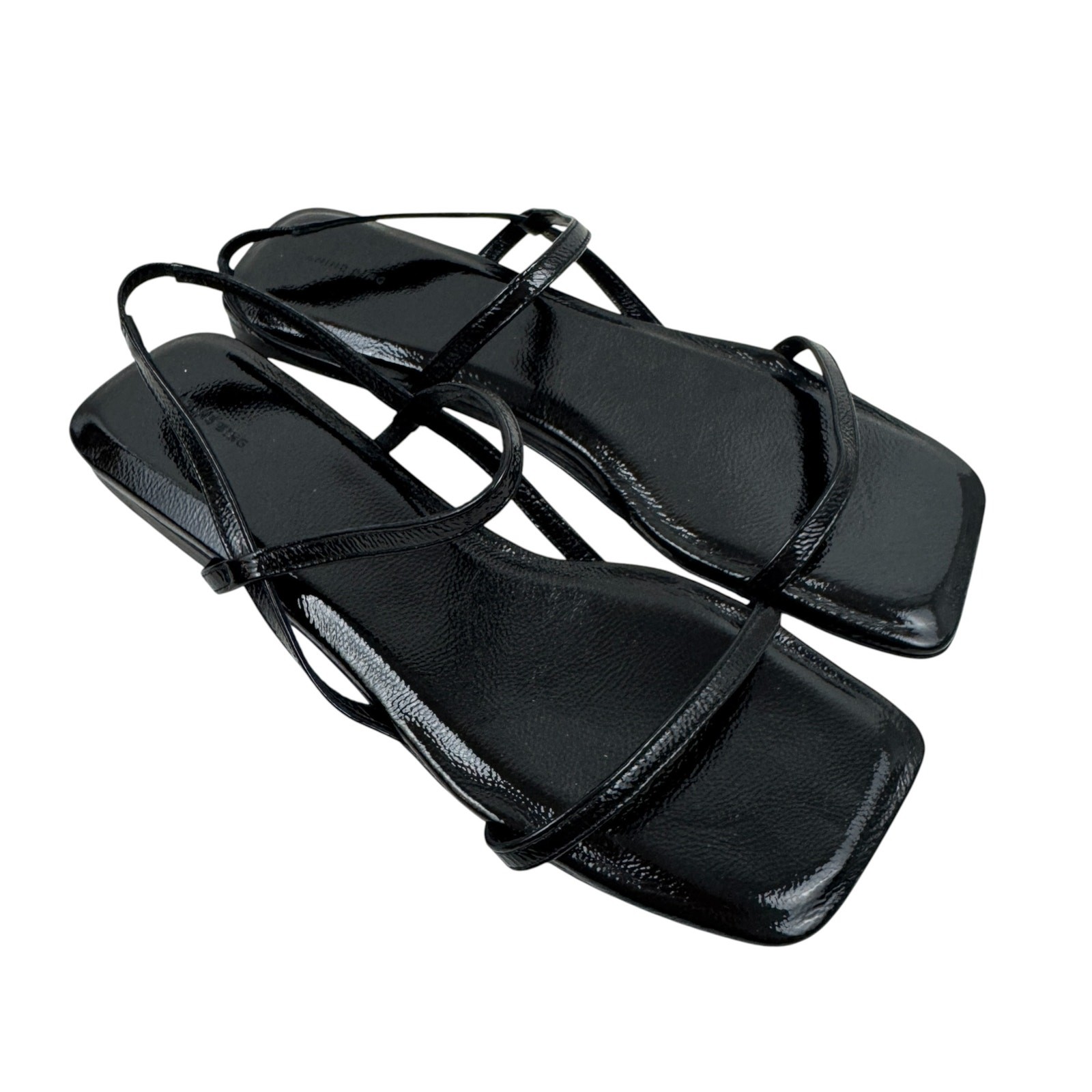 NEW Anine Bing Hilda Flat Sandal 39 Black Patent Leather Slip On