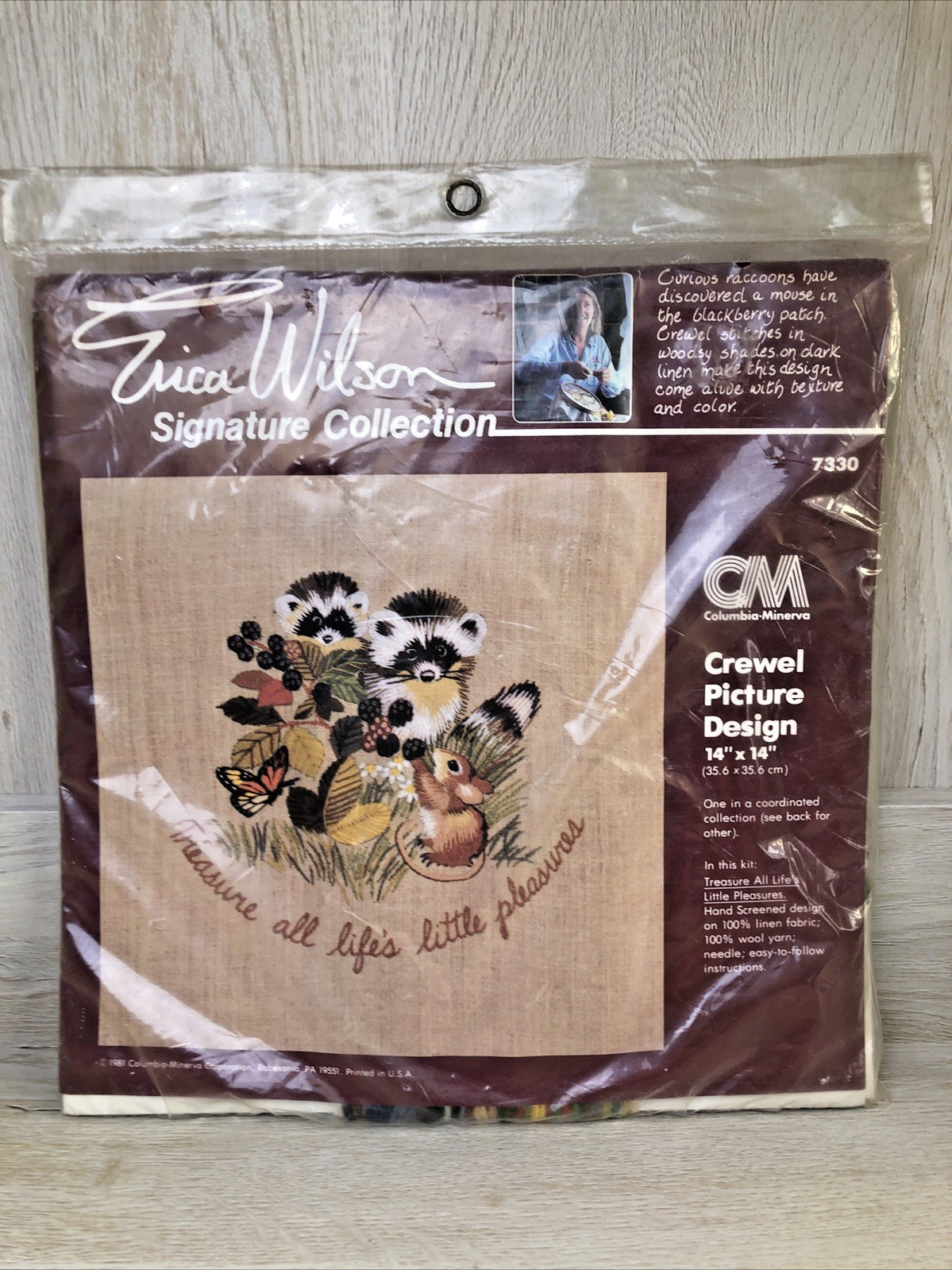 VTG 1981 Erica Wilson Crewel Kit TREASURE ALL LIFE\'S LITTLE PLEASURES #7330 NEW VTG 1981 Erica Wilson Crewel Kit TREASURE ALL LIFE\'S LITTLE PLEASURES #7330 NEW