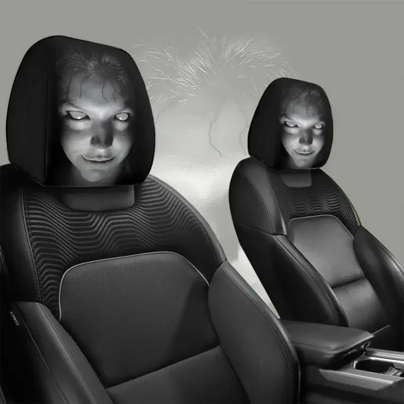 2Pcs Halloween Horror Face Printing Car Headrest Covers Universal Elastic Car
