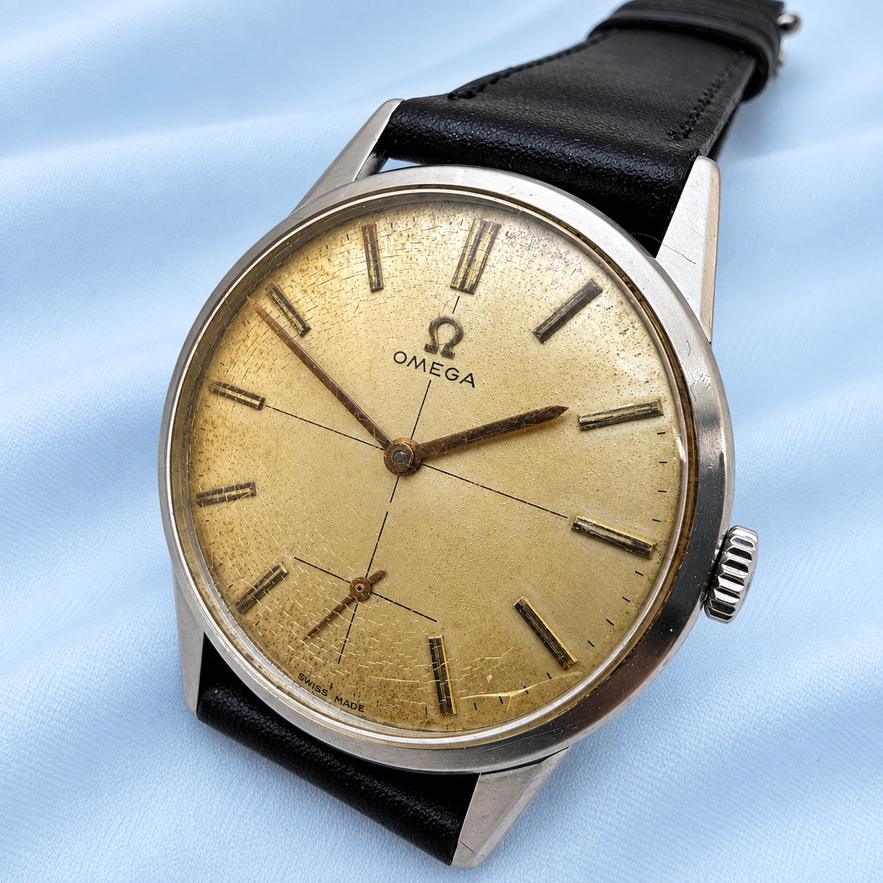 Vintage 1961 Omega Caliber 268 Sub Second Stainless Steel Men Dress Watch 34mm