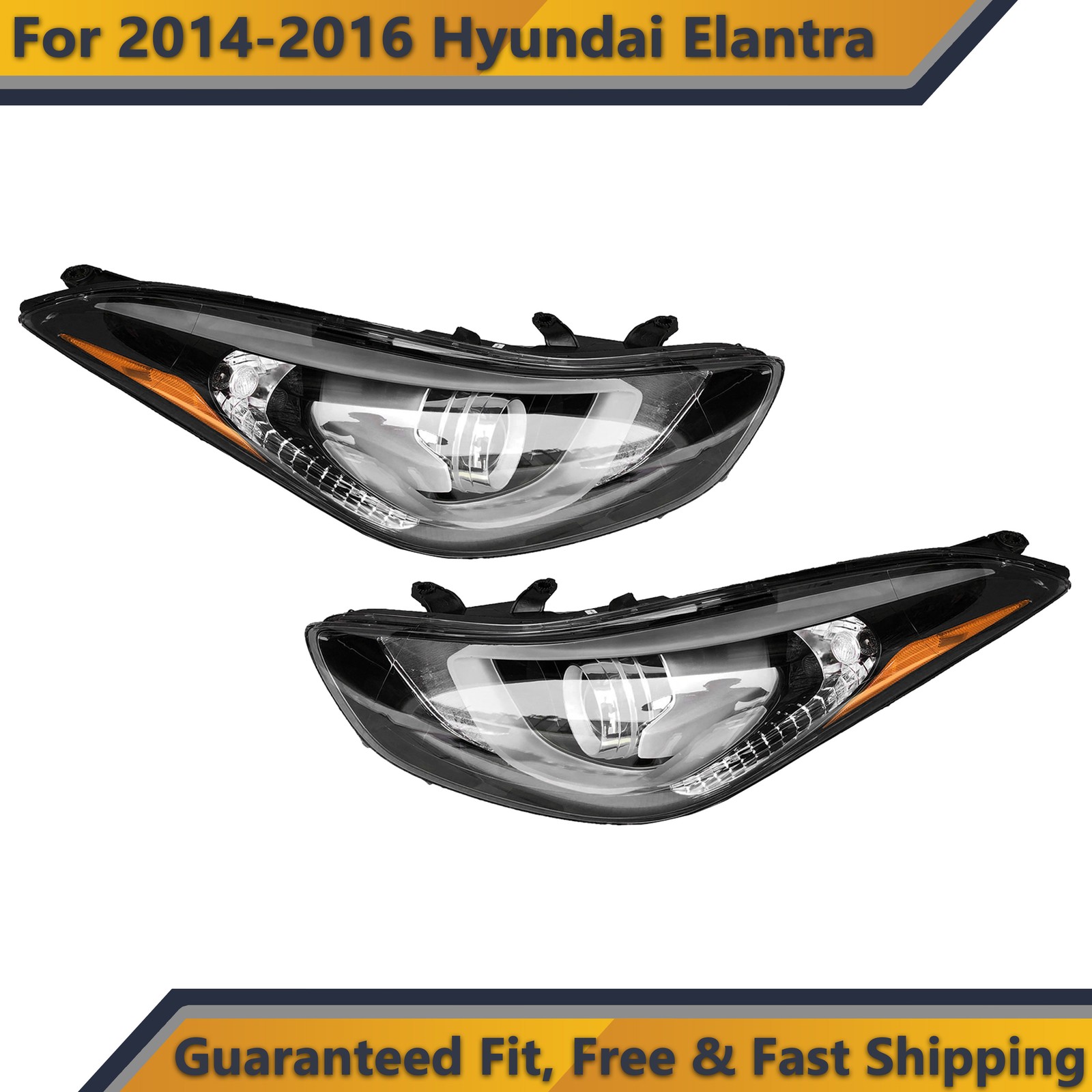 LED Projector Headlight For 2014 2016 Hyundai Elantra Driver Passenger Set Pair LED Projector Headlight For 2014 2016 Hyundai Elantra Driver Passenger Set Pair