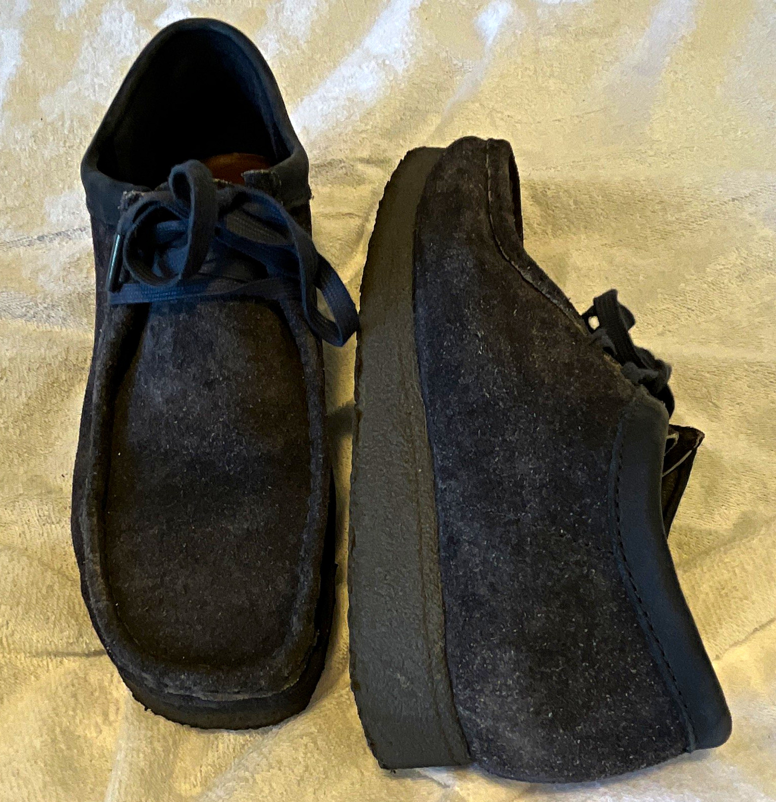Vintage Clarks Originals Navy Blue Suede Wallabee Moccasin Low Shoes Men\'s US 8