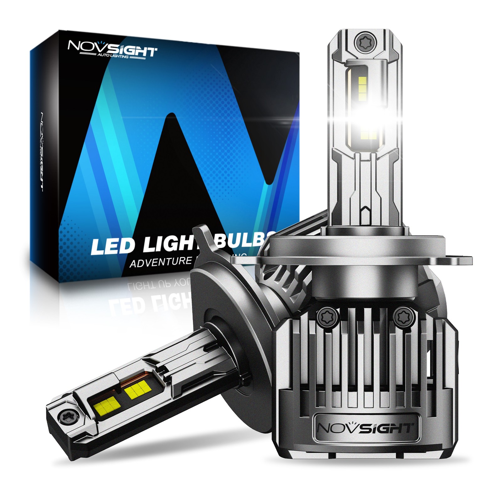 NOVSIGHT High Beam Low Beam N90 H4 LED Headlight Bulbs Cool White 6500K 2 Pack NOVSIGHT High Beam Low Beam N90 H4 LED Headlight Bulbs Cool White 6500K 2 Pack
