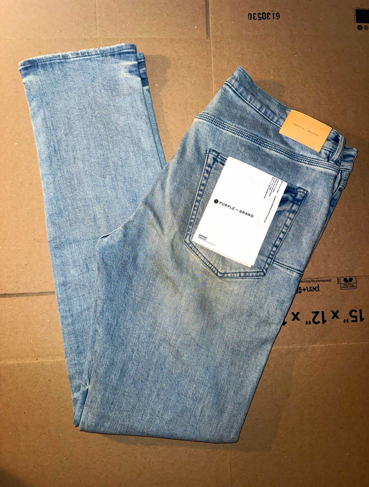 PURPLE BRAND Men\'s Blue Light Wash Slim Fit Low Rise 5-Pocket Button Jeans