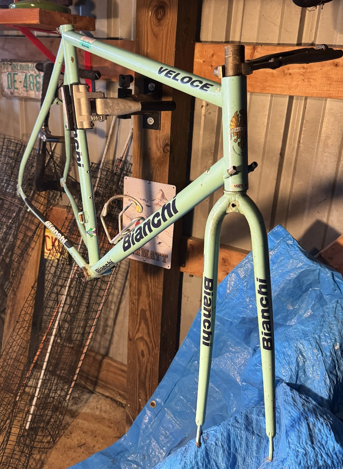 Bianchi Veloce Frameset — Celeste, Made in Italy — 59cm