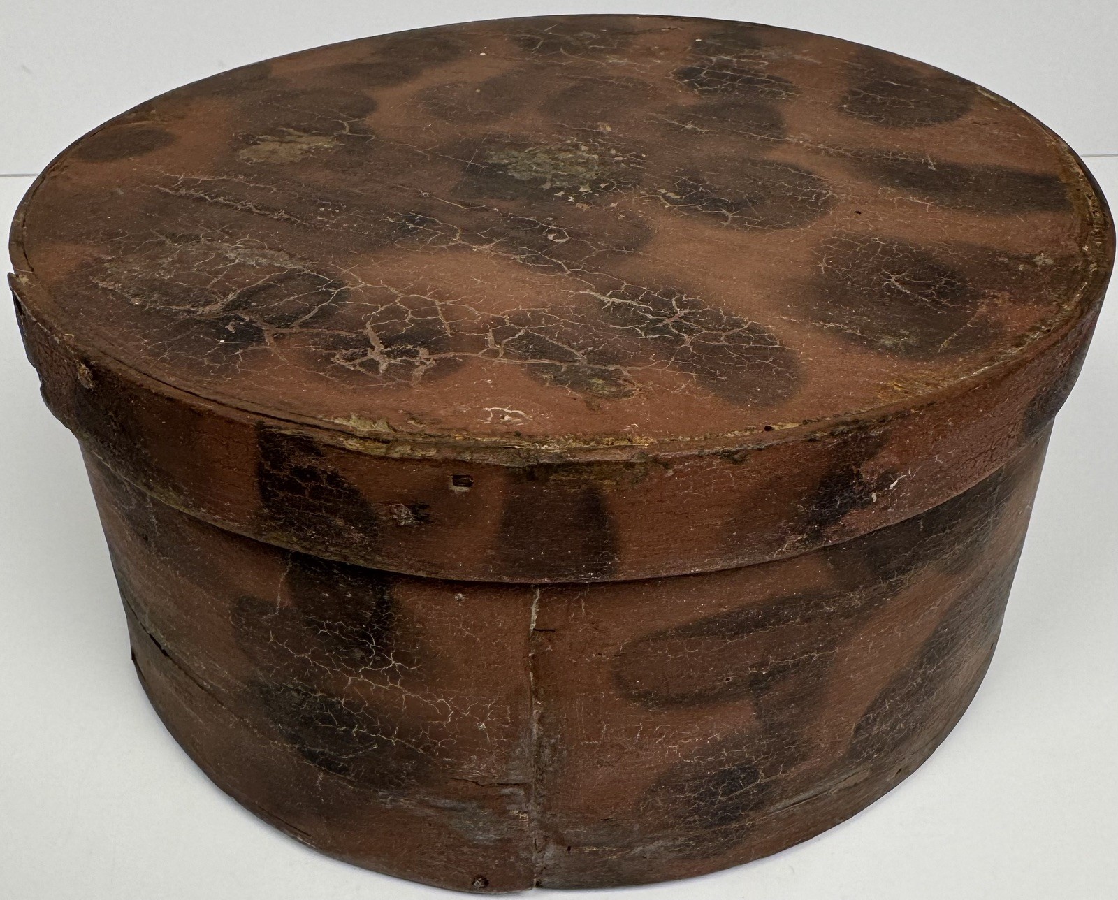 Antique Primitive Bentwood Pantry Box 8” Reddish Smoke Decorated Org. Paint AAFA