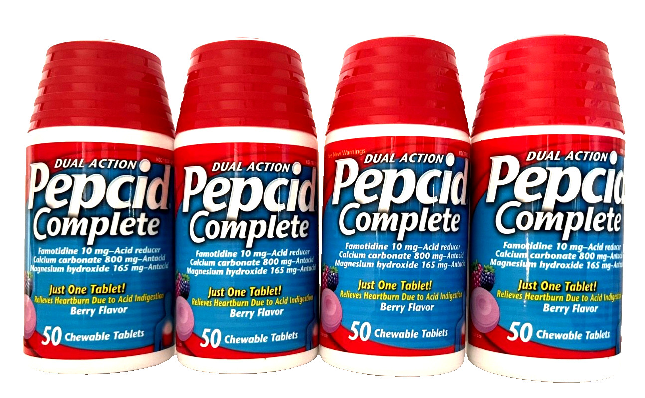 PEPCID COMPLETE 4 X 50 (200) *BERRY FLAVOR* CHEWABLE TABLETS EXP 05/28 +