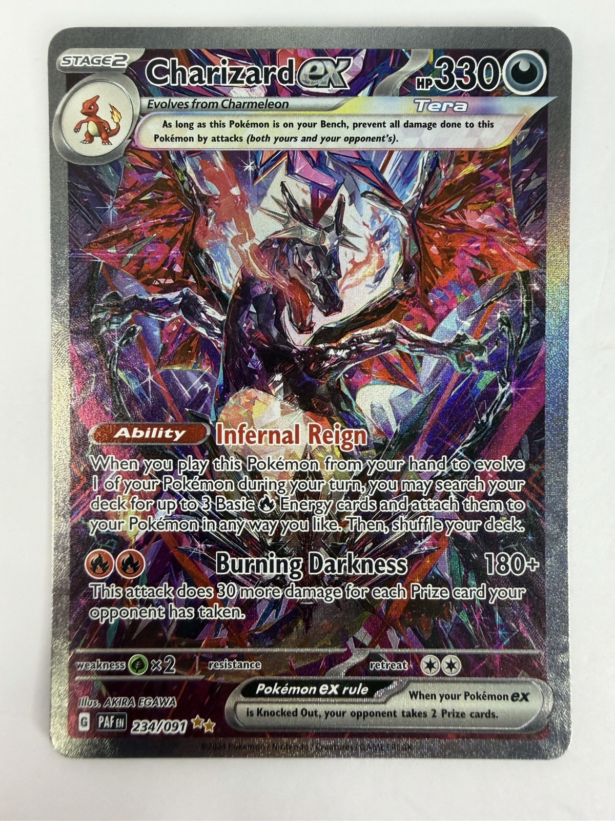Pokemon Charizard ex 234/091 SIR Paldean Fates Holo NM