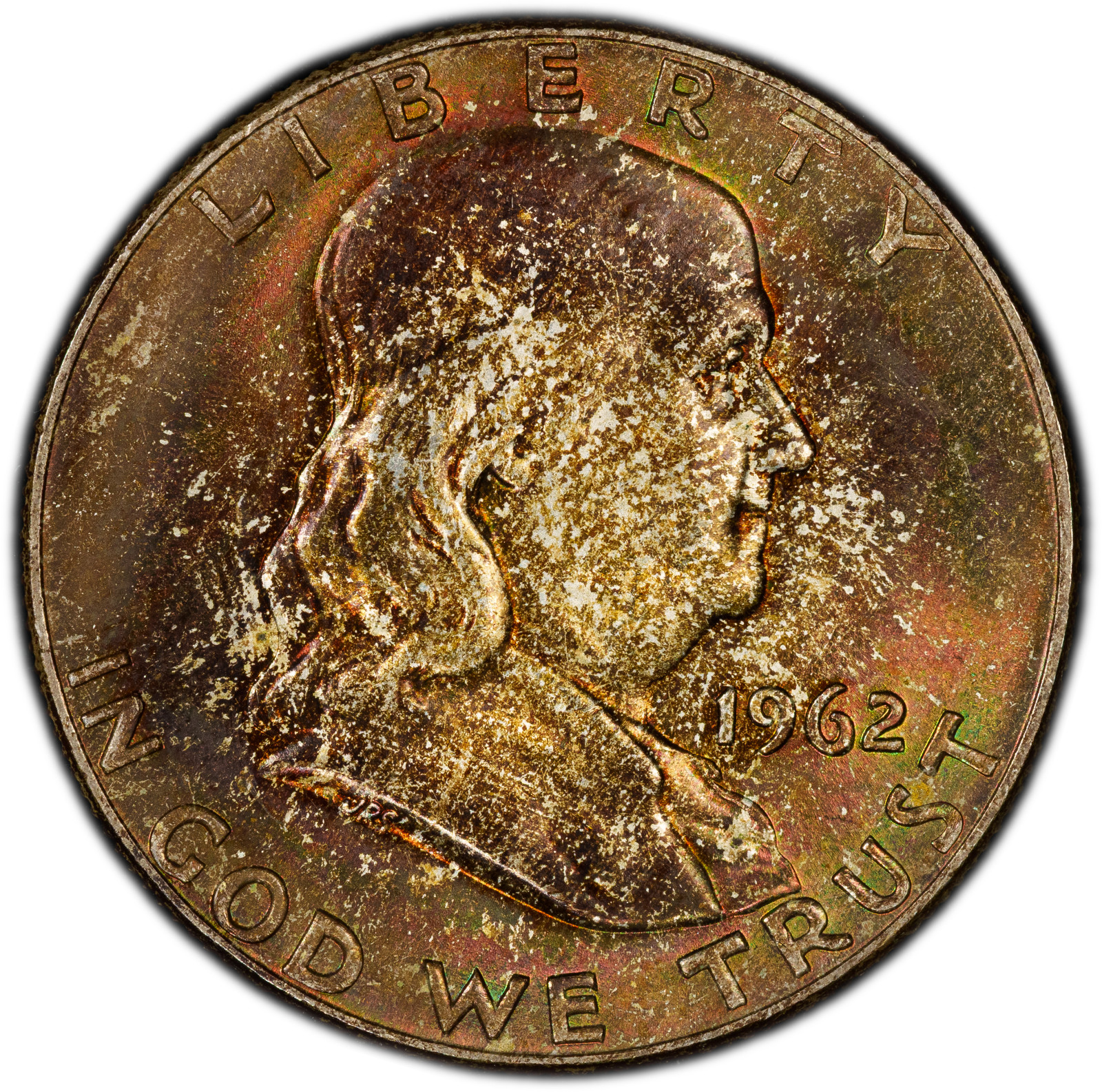 1962-D PCGS MS65 (Gem) Franklin Half | Rainbow Mint Set Toning | Strong Luster