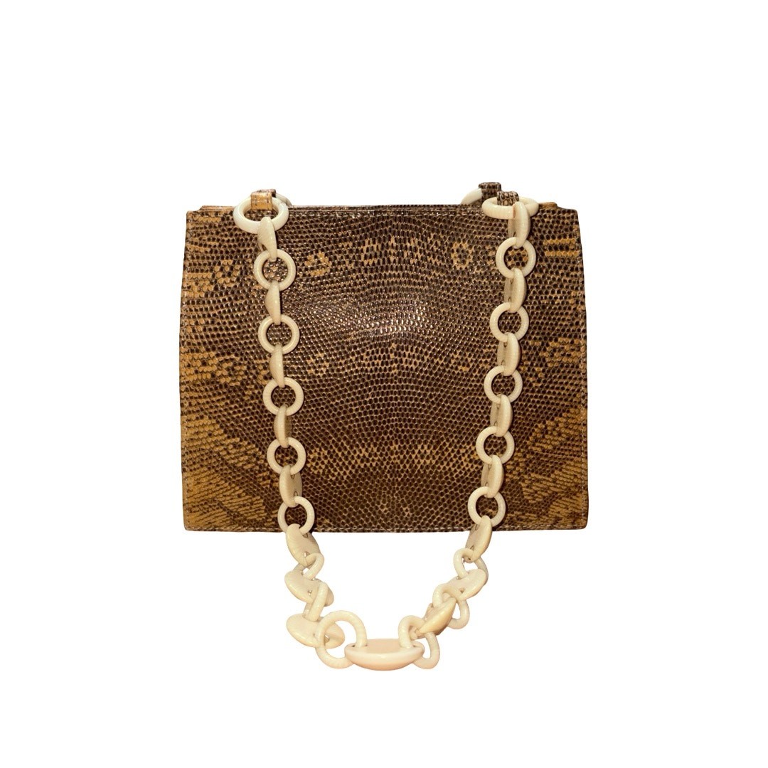 Vintage RARE Authentic FENDI Lizard Shoulder Bag with Resin Chain Straps Vintage RARE Authentic FENDI Lizard Shoulder Bag with Resin Chain Straps