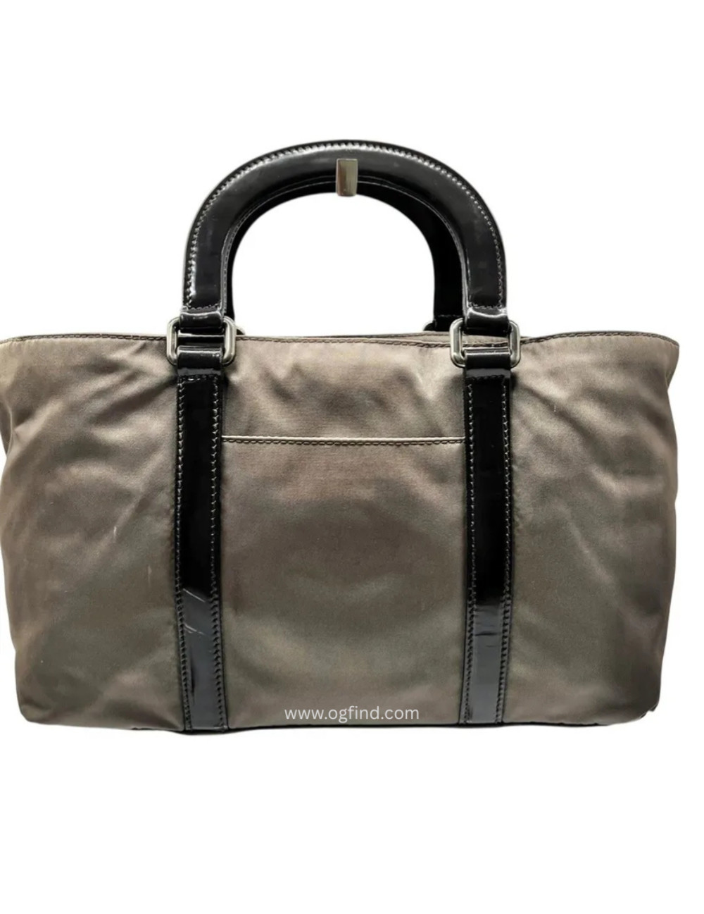 PRADA Tessuto Handbag – Brown Nylon & Patent Leather