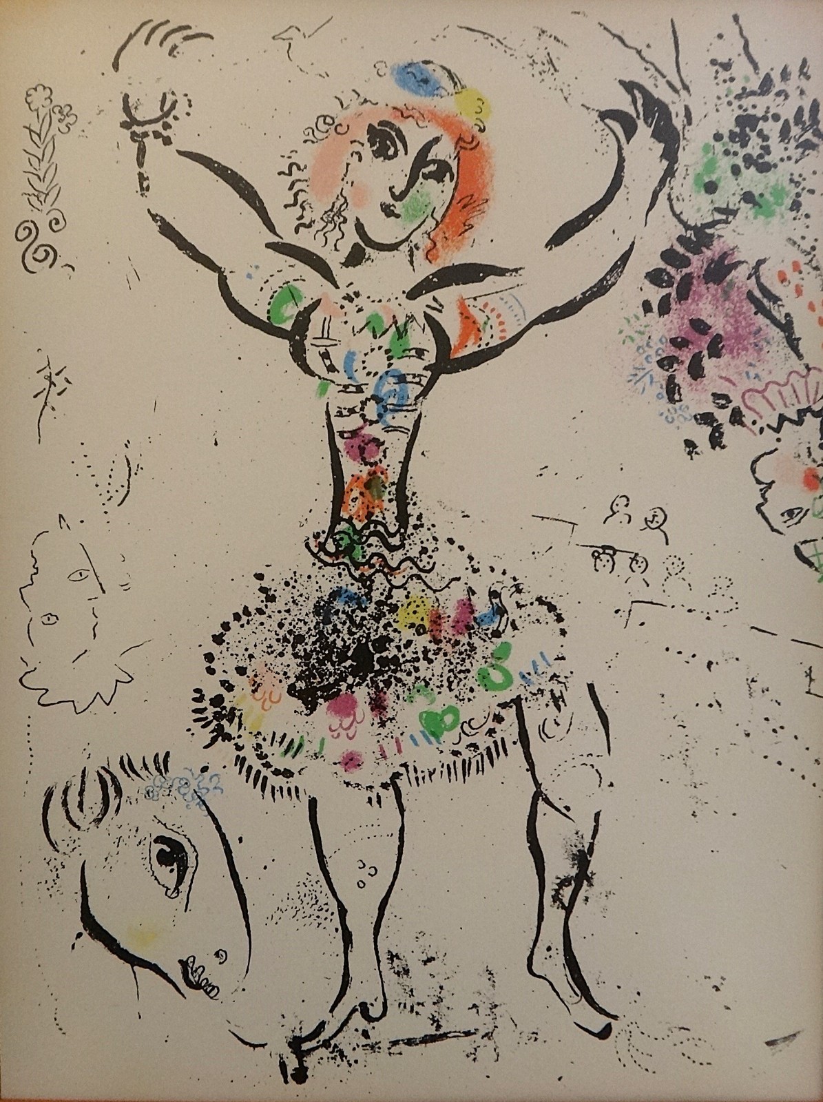 Original Marc Chagall 1960 Colored Lithograph - Lady/Woman Juggler