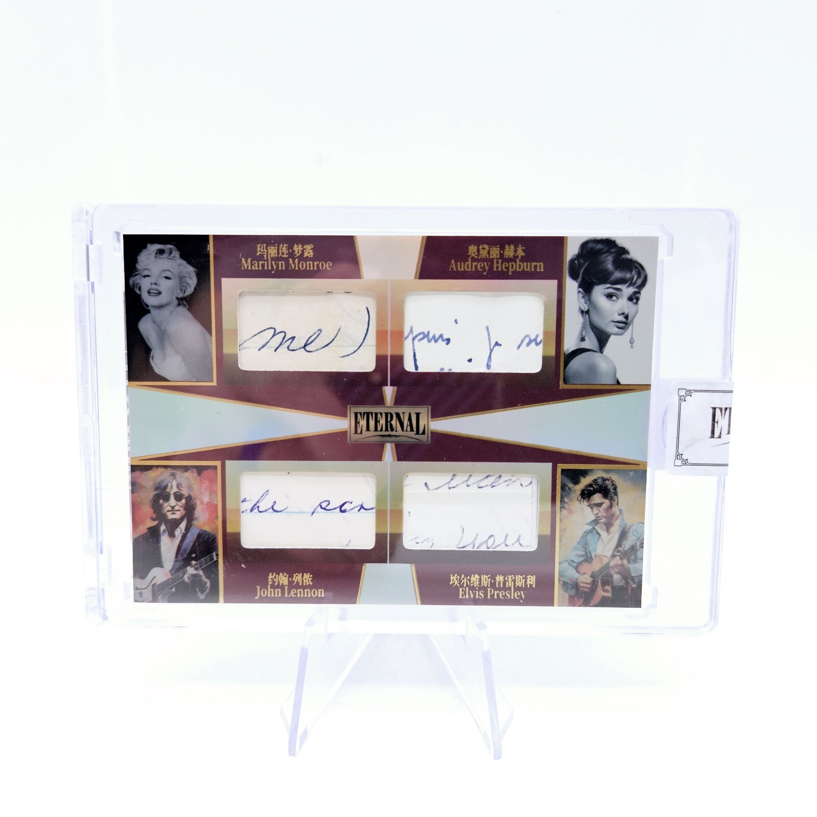 2024 Eternal Cuts Marilyn Monroe Aubrey Hepburn John Lennon Elvis Quad Relic /25