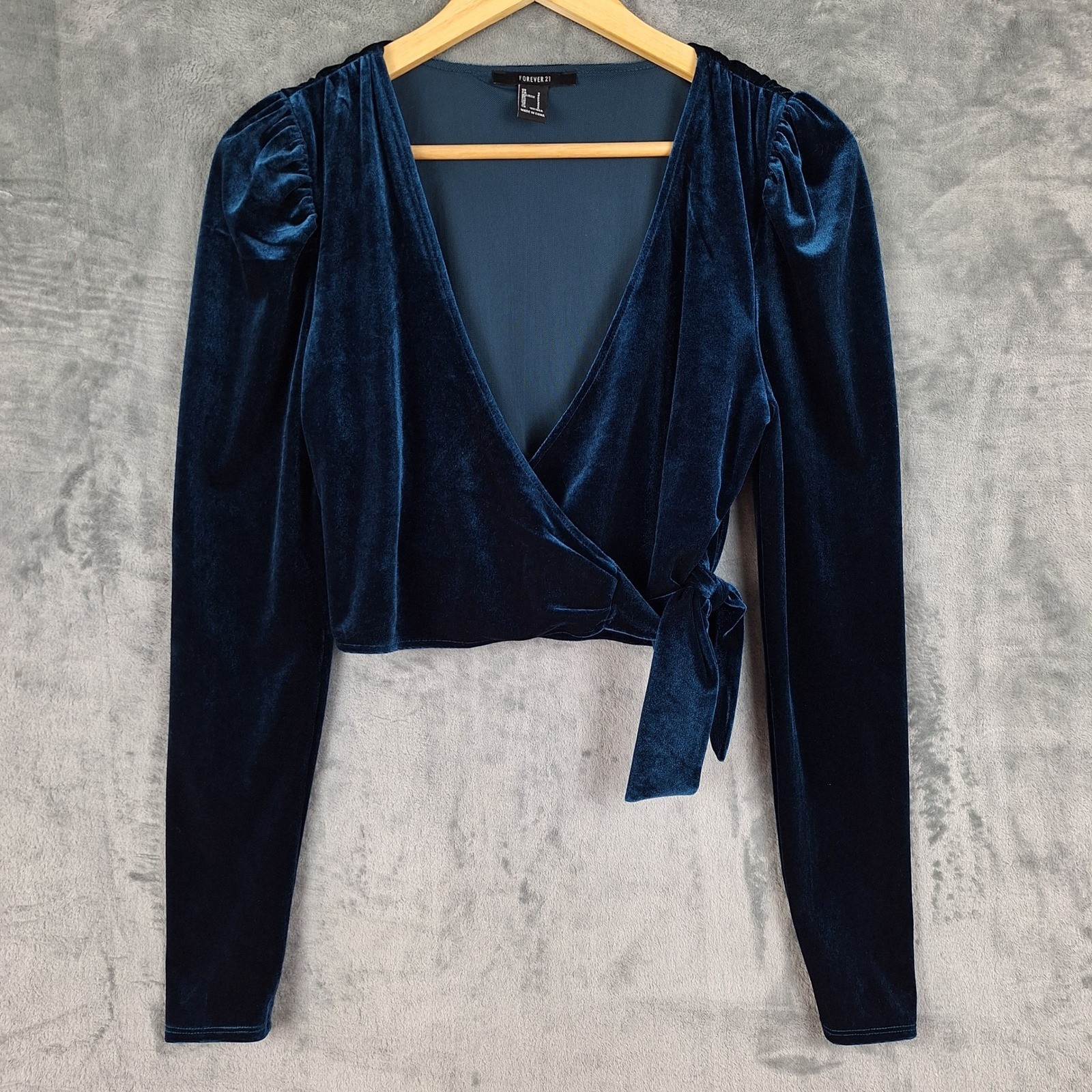Womens Top Small Blue Velvet Whimsigoth Wrap Renaissance Ren Fair Dark Romantic